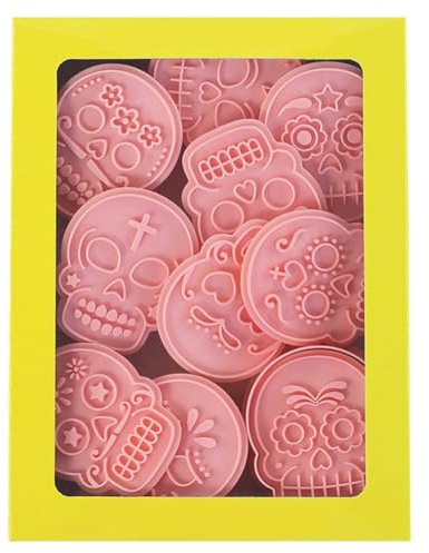 Set di 10 formine per biscotti di Halloween, riutilizzabili, in polipropilene, per cottura, fondente e pasta, rosa