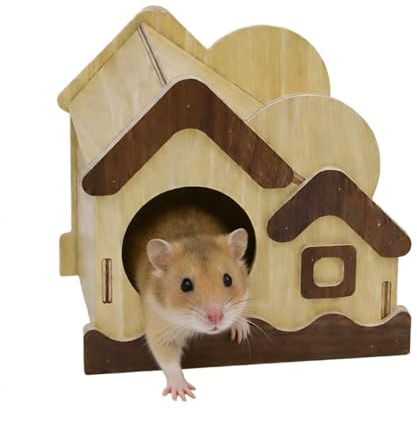 Mäuse-Lebensraum | Lustige Hütte Haustierbedarf – Natürliches Hasenhaus Hamster-Zubehör – für Kaninchen, Frettchen, Igel, Zuckergleiter, Innenkäfig-Landschaft, Bereicherung, Spielen, Schlafruhe