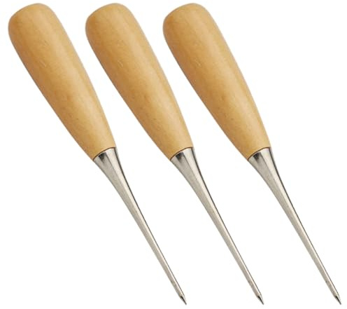 EXAOMBLE Strumenti per Riparazione delle Scarpe 3 Pezzi, Punteruoli Manuali per Cucito in Pelle, Accessori per Kit Lavorazione e Cucito Creativo a Mano