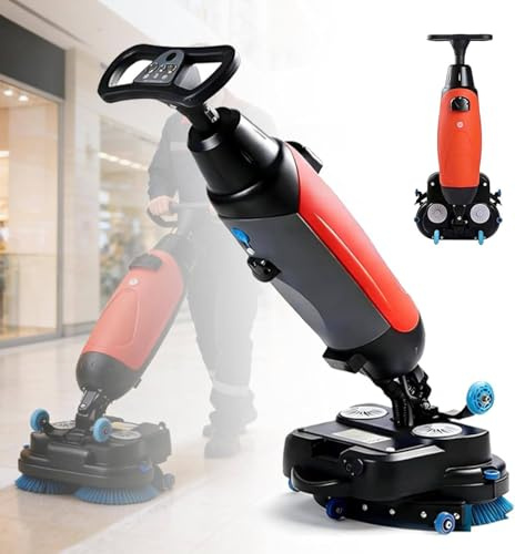 Pnpaea Floor Polisher,Commercial Floor Scrubber Machine, Mini Floor Machine,with Cleaning Width, Rotary Double Brushes 360° Rotating Head Cleaning Capacity 13000 Sqft/H Red