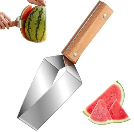 Coupe-Pastèque, Trancheuse Manuelle en Acier Inoxydable 304, Trancheuse de Fruits Multifonction, Gadget de Coupe Rapide pour Cuisine, Fêtes de Famille, Camping, Design Triangulaire, 22x6 cm