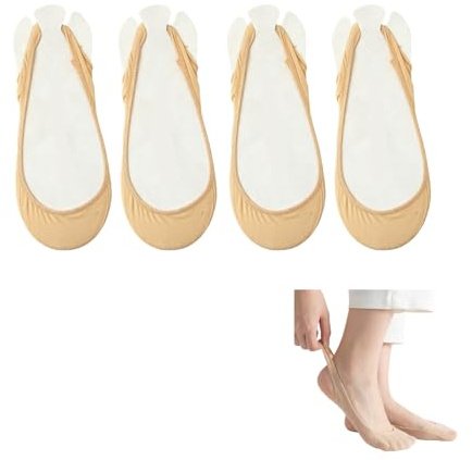 4Pairs No Show Socks Women,Invisible Half Toe Topper Footsies Womens,Anti-Slip Ultra Low Cut Liner Foot Socks Ladies,Nude Sling Back Straps Pop Sock,for Women's High Heels Shoe Loafers Slingback Shoes