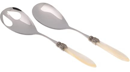 Rivadossi Sandro 4302I12 Set di Posate per Insalata, 2 Pezzi - Laura - 100% Made in Italy, Artigianalità e Design, Acciaio Inox 18/10,Avorio