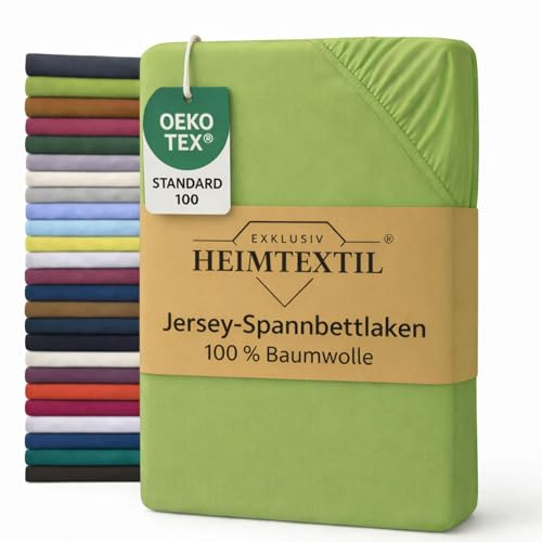 EXKLUSIV HEIMTEXTIL Terry Towelling Elasticated Fitted Sheet, 100% Cotton, Apple Green, 90-100 x 200 cm