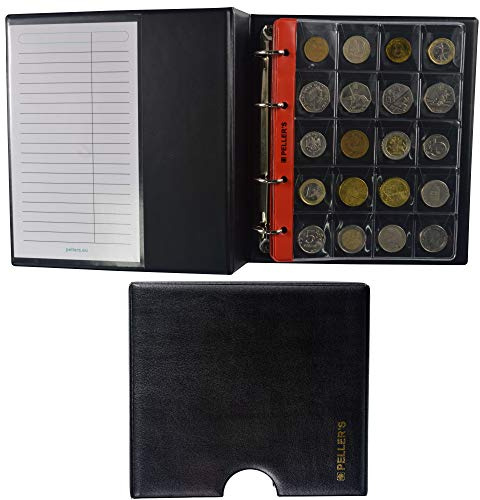 PELLER'S | Sammelalbum mit Schutzkassette für 206 für verschieden große Münzen: 10 Münzhüllen, Für Münzen bis zu Ø 23mm, Ø 31mm, Ø 40mm. Münzalbum M.