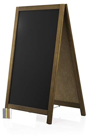 AZZAP Kundenstopper P 93cm Holz Tafel Aufsteller Werbetafel Standtafel Schreibtafel Holztafel Werbung Dunkelbraun