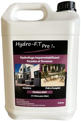 Revestimiento repelente al agua y terraza acabado mate 5L, hasta 50 m², listo para usar, impermeabilizante incoloro multiusos