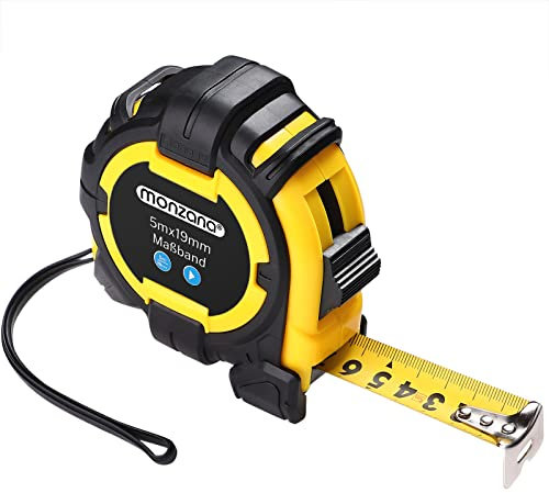 Monzana - Mètre ruban en acier avec enrouleur automatique - 5m Mesures précises Dragonne pratique Crochet de ceinture