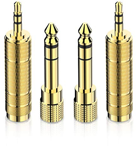 DIGITNOW Headphone Adapter 6.35mm (1/4 Inch) Male to 3.5mm (1/8 Inch) Female and 3.5 mm Male Plug to 6.35 mm Female Jack, Audio Stereo TRS Converter Adapters (4 -Pack Gold Plated)