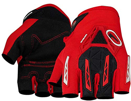 Guanti Da Ciclismo, Mezze Dita Sport All'aperto Guanti Di Lusso Imbottiti In Gel, Per Moto Ciclismo Arrampicata Escursionismo Guanti Sportivi (XL,Red)