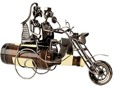 Geschenkestadl Flaschenhalter Bier Metall Paar auf Motorrad