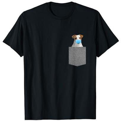 Jack Russel Terrier mit Maske in Brusttasche Hunde T-Shirt