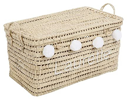 Coffre de rangement personnalisé 60cm (Broderie + Pompons)