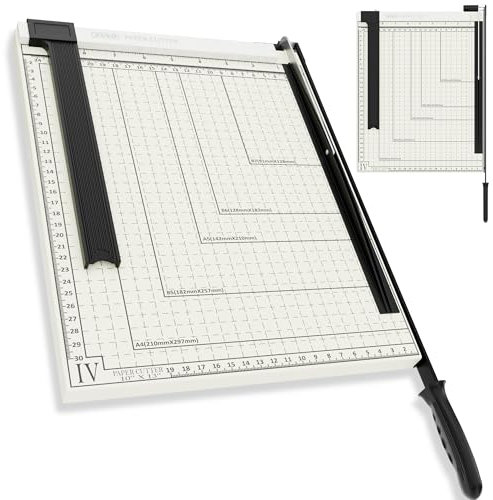 ZENO A4 Paper Cutter | Paper Guillotine | Titanium Paper Trimmer | Scrapbooking Tool with Automatic Security Safeguard and Side Ruler for Craft Paper, Coupon, Label and Cardstock | White