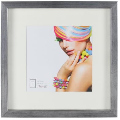 IDEAL TREND 3D Objektrahmen Holz Bilderrahmen quadratisch Wanddeko Collage Poster Fot Rahmen: Farbe: Silber-Antik | Format: 50x50