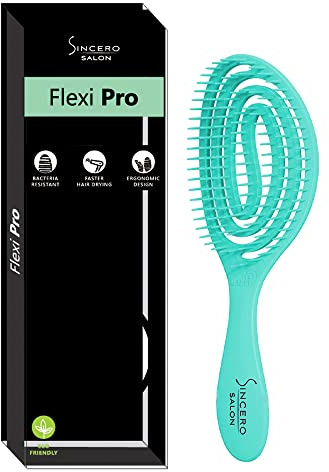Sincero Salon Flexi Pro Haarbürste Grün - Haarbürste Antistatisch - Wet Brush für Damen - Ideal für Lange Haare & Locken Bürste - Haarbürste Ohne Ziepen - Hair Brush - Umweltfreundlich
