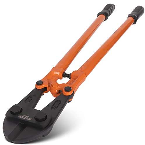 KSEIBI 141580 Robuster mittelgroßer Bolzenschneider, 45,7 cm, zum Schneiden von Zaun, Stahldraht, Kette, Schrauben, Nieten und mittelgroßem Vorhängeschloss, mit ergonomischem Griff aus weichem Gummi