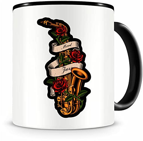 Samunshi® Tasse mit Motiv Jazz Saxophon Kaffeetasse Lustige Tassen zum Geburtstag Becher Teetasse Kaffeebecher Geschenk für Musiker und Jazz Fans