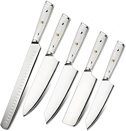 WERWER Ensemble de Couteaux de Cuisine 10cr15mov en Carbone élevé en Acier Inoxydable Couteau Japonais Haut de Gamme Resin Handle Chef Couteaux Couteau (Color : DMS-267SD)
