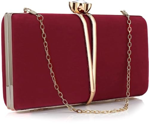 Gelory Clutch-Taschen für Damen: Vintage Abendtasche Diamant Handtasche Wildleder Samt Geldbörse Clutch Geldbörse mit Abnehmbarer Kette für Hochzeit