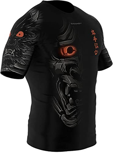SMMASH Funktionströja herr Rashguard kortärmad sportskjorta MMA Thaibox Muay Thai kickboxning andas nötningsbeständig