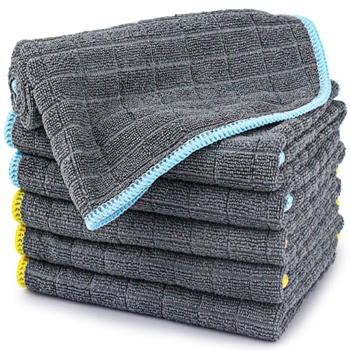 Airlab 6X Microfibre Cleaning Cloth for Home All Purpose, Dish Cloths Tea Towels for Kitchen, Glass Cloths for Windows Streak Free, Bathroom Drying Cloth Soft Hand Towels House Cleaning Rags, 30x30cm