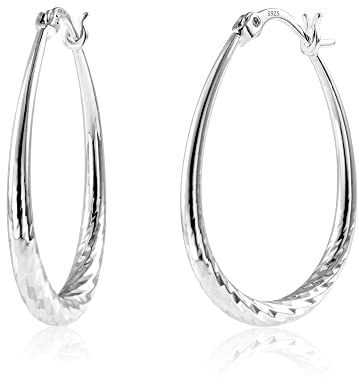 ASH'S CHOICE 14K Vergoldet Oval Verdreht Creolen Ohrringe für Damen Frauen | Sterling Silber 925 Ohrringe Groß Ovale Creolen Twisted Ohrringe Hypoallergen Mode Leichte Wassertropfen Ohrring Oval Creolen