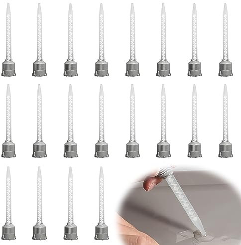 XCSJ 20pcs Ugelli Di Miscelazione Colla In Plastica 1:1 Tubo Di Miscelazione Della Colla Ab Miscela Ugelli Miscelatore 2K Pistola Applicatore Per Pistola Per Colla Ab (Rapporto Applicatore 1:1)