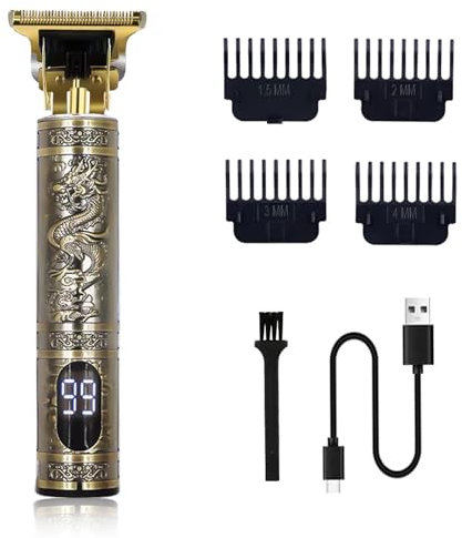 Tagliacapelli Tondeuse à cheveux pour homme avec lame T imperméable et 4 peignes guide tondeuse à cheveux avec écran numérique LCD Tondeuse à cheveux pour famille et salon de coiffure