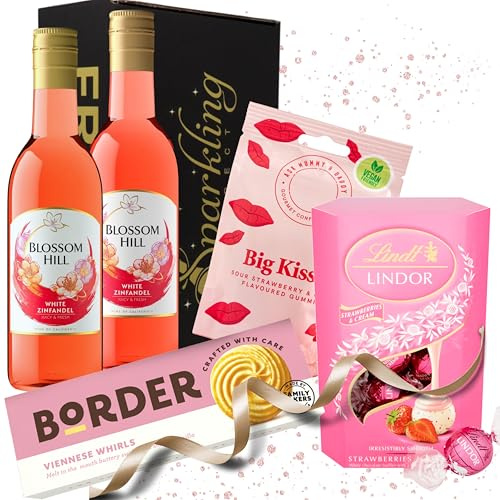 Rosé Wine Birthday Gift Set for Women - Blossom Hill White Zinfandel, Gourmet Chocolates & Biscuits - Perfect Wine Gift Sets for Best Friend, Celebration, and More
