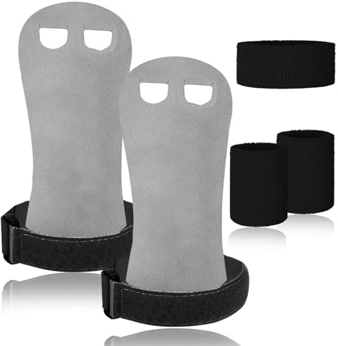 FINGER TEN Griffpads Kinder Leder Cross Training Sporthandschuhe Gymnastik Pull Up Grips Hand Mädchen Junge Trainingshandschuhe mit Handgelenk Bandagen Stirnband (Schwarz, XS)