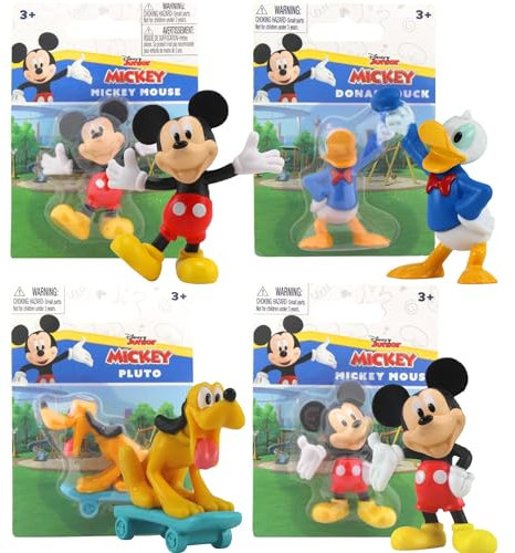 Mickey and Friends 2.5 6cm Figures - Highly Detailed Collectible Miniature Figures Perfect as Cake Toppers - Mickey 2 Poses, Pluto, & Donald - 4 Pack