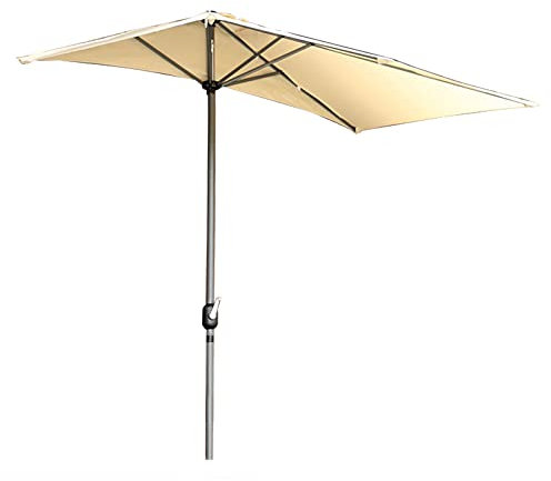 ASumPio Rechteckiger Sonnenschirm, Halbschirm Für Den Außenbereich, Terrasse, Markt, 250 X 130 Cm, 200 G/M², Wasserdichtes Polyester, 5 Streben (Creme)