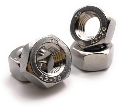 Ecrou Inox M4 Hexagonal HU en acier INOX A2 pour vis, tiges filetées, boulons Ø 4mm / diam. 4 mm | Écrous DIN 934 / ISO 4032 | Visserie inoxydable A2/70 (V2A/304) : LOT DE 20 Pcs - ProRaje