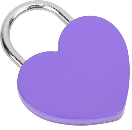 Serrures à clé, Serrure en Forme de Cœur, Fournitures Artisanales Ménagères avec clé en Forme de Cœur, Cadenas en Métal coloré Exquis, 45x59mm (violet)