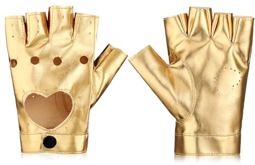 Sintege Punk Half Handschuhe Frauen Punk Half Finger PU Leder Performance Handschuhe Aushöhlen Fingerlose