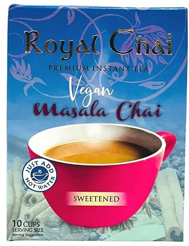 Lily's Indian Vegetarian Cuisine Present Royal Chai Vegan Masala Chai, Premium Instant Tea, Sweetened, 10 Cups for 1 box (1)