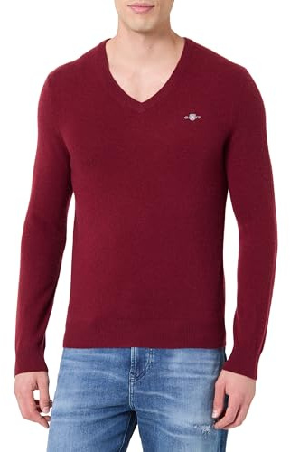 GANT Extrafine lammull V-hals, Plumped Red, M