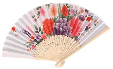 NTIYOU Folding Fan Floral Folding Hand Fan Vintage Pattern Handheld Lace Folding Fan for Dance Performance Decoration Wedding Party Gifts Hand fans(Blanc)