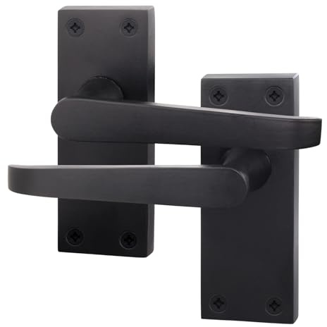EAI Black Door Handles | 1 Pair Internal Latch Handles on Backplate | Straight Pattern