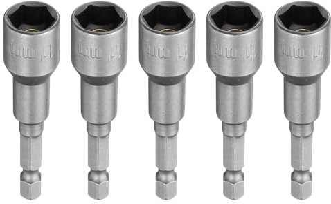 sourcing map Lot de 5 forets hexagonaux de 11 mm à 6 pans avec tige hexagonale magnétique en acier CR-V pour perceuses électriques et visseuses à percussion, 65 mm de long