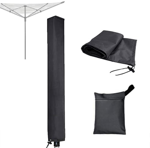 ZXINGCHI Rotary Clotheslines Cover 600D Oxford Fabric, Lightweight Rotary Airer Cover with Storage Bag All-Season Clothesline Protector(Black,71x6x6inch)