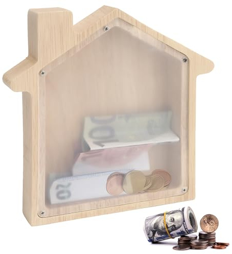 Tirelire en bois - Visualisation amovible - Décoration de maison personnalisée - Boîte à jouets - Boîte à monnaie pour enfants - Cadeau d'anniversaire