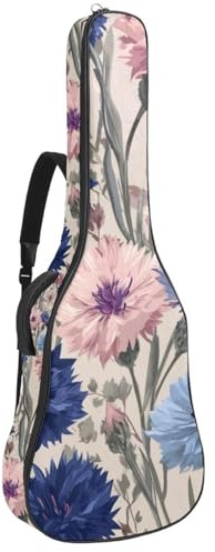 Gitarrentasche mit süßem Elefant mit Dessert-Cupcake-Hintergrund, gepolsterte Tasche für Akustikgitarre, Rucksack mit verstellbaren Schultergurttaschen, Mehrfarbig 02, 42.9x16.9x4.7 in, Lässiger