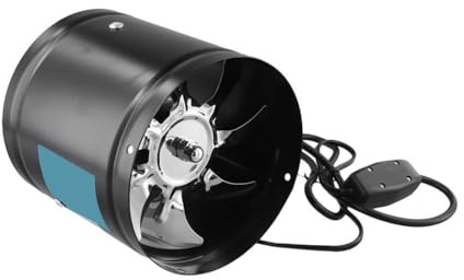 Gettimore Zwei-Wege-Abluftventilator mit Metallblättern, 150 mm, 530 m³/h, Luftstromk, Abluftk, für Küche, Bad, Büro oder Werkstatt, Schwarz