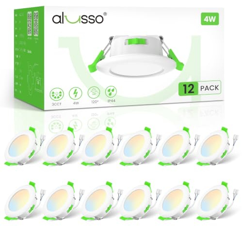 ALUSSO LED Einbaustrahler 230V 55-68mm, 4W Deckenspots, Rund Weiss 12er Set