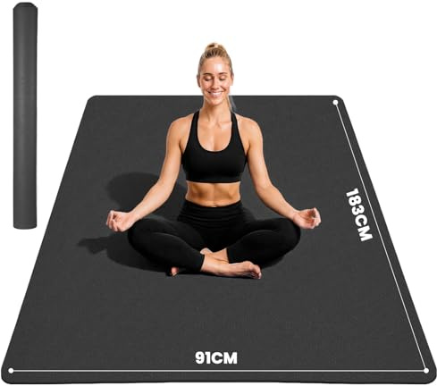 Stepwaver XXL-Fitnessmatte Sportmatte rutschfest,183x91x0.6cm Yogamatte | 183x122/213x146/243x146cm Trainingsmatte für Heimstudio & Garagenboden,ultra-langlebig,Große Yogamatte für Home-Workouts