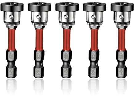Trockenbau Bit Set,Trockenbau-Bit Aufsatz mit Tiefenanschlag,1/4 Sechskantschaft Magnetisch Positionierungswerkzeug,PH2 Trockenbauschrauber,Rigips Bit für Genaue Schrauben-Locator,Tiefeneinstellung
