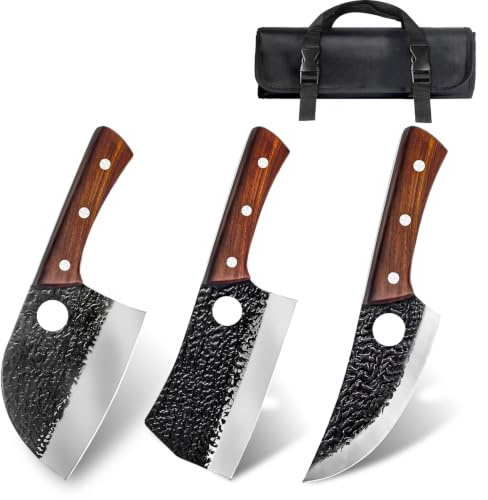 MOSFiATA Juego de Cuchillos de Carnicero Set Cuchillos de Cocina con Bolsa