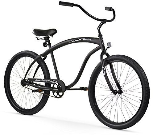 Firmstrong Bruiser Men's Beach Cruiser Bike, Single Speed Hybrid Bicycle, 26 Inch Wheels, Matte Black